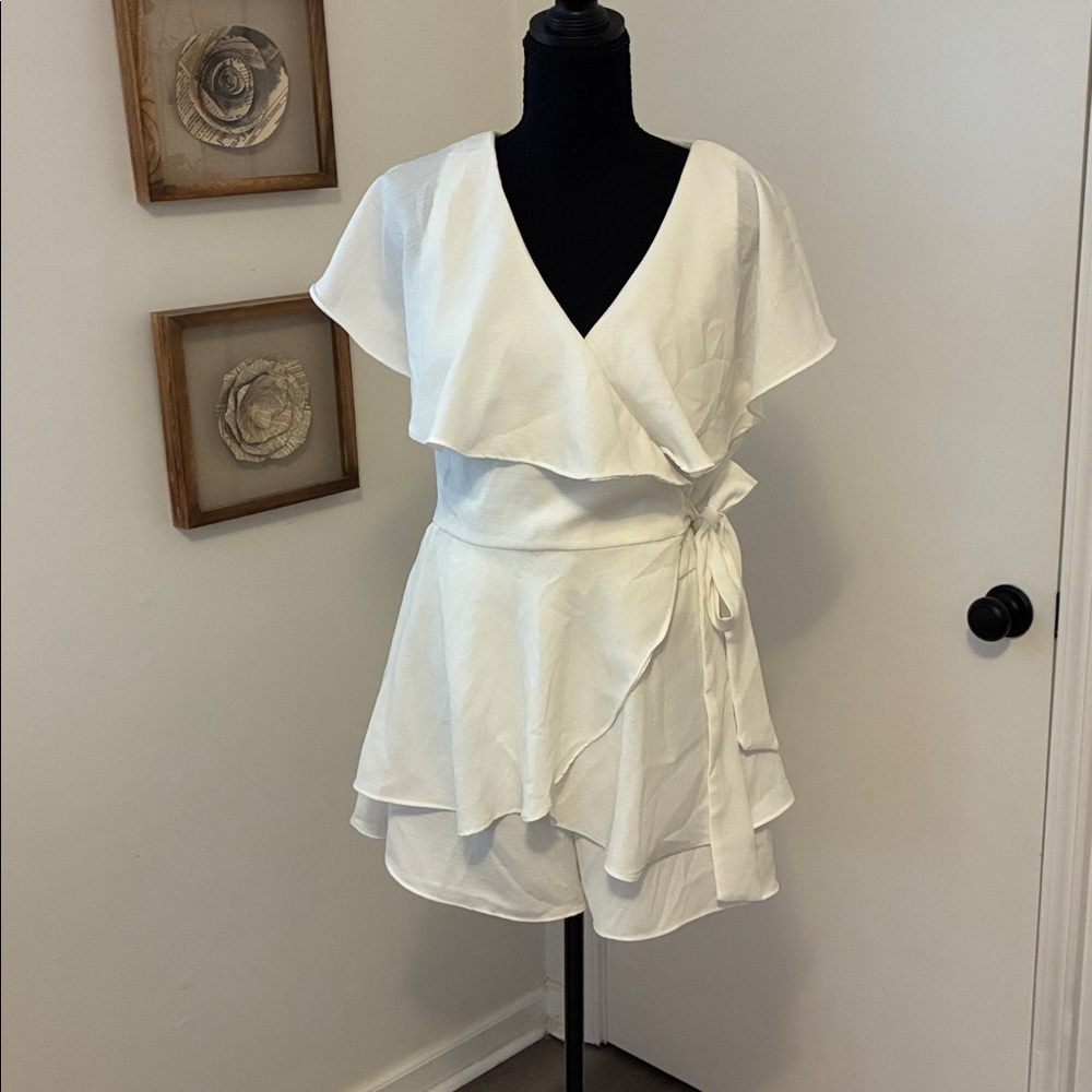American Threads White Ruffle Romper Size Large - Picture 3 of 6